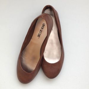 Faux Leather Chestnut Brown Flats